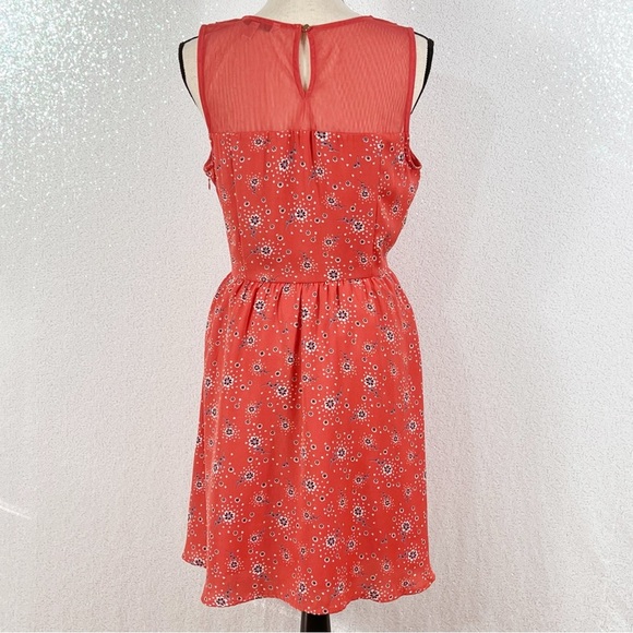 LC Lauren Conrad orange floral print dress with scalloped collar. Size 12 - Picture 8 of 16